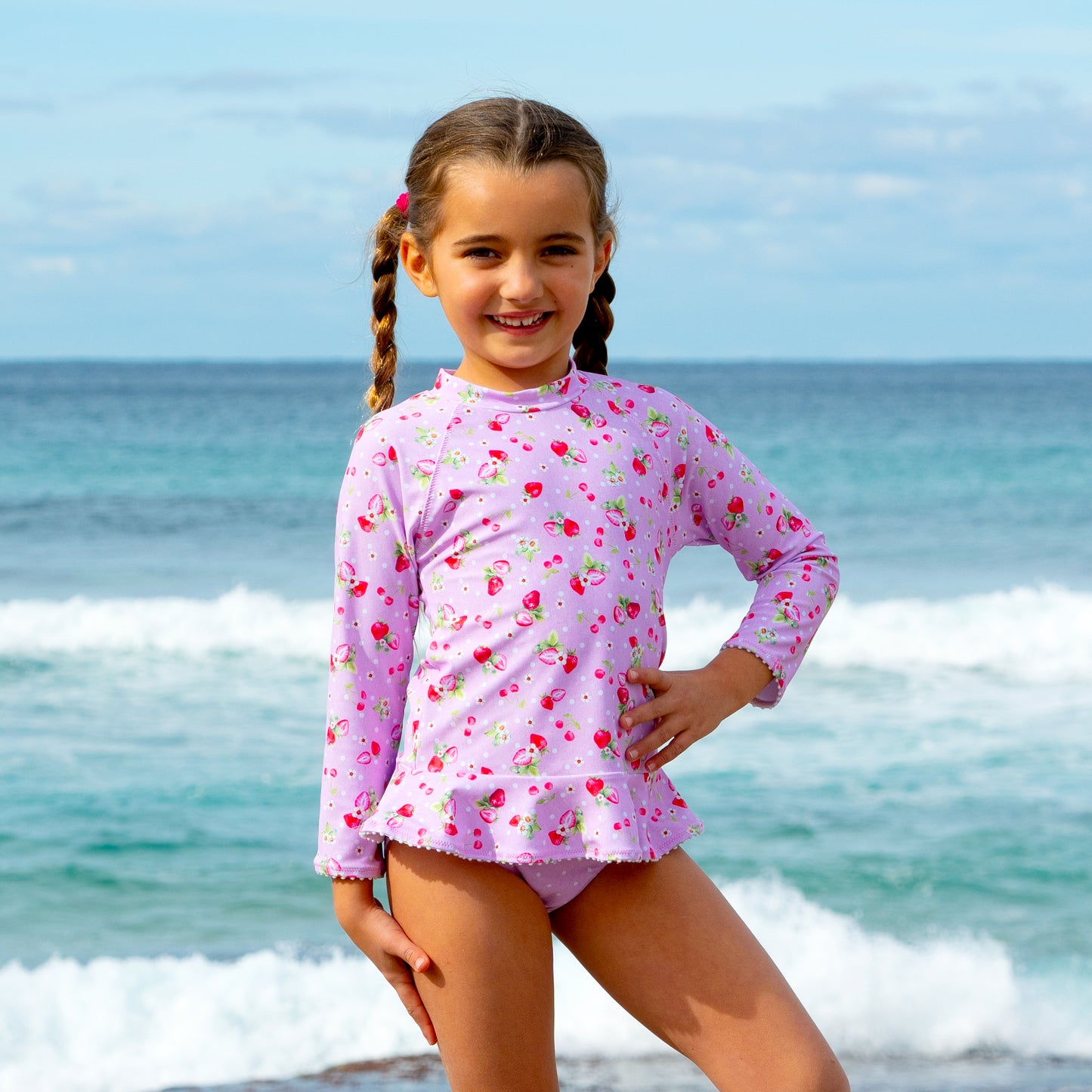 1396 Miss Cherry Pie Long Sleeve Sunvest Set