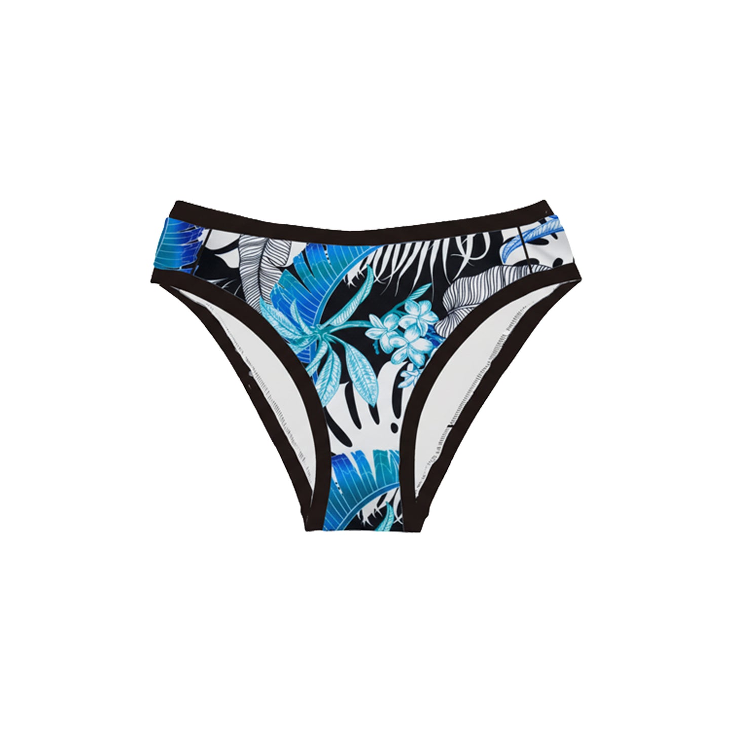 Tropical leaf patterned underwear on a white background