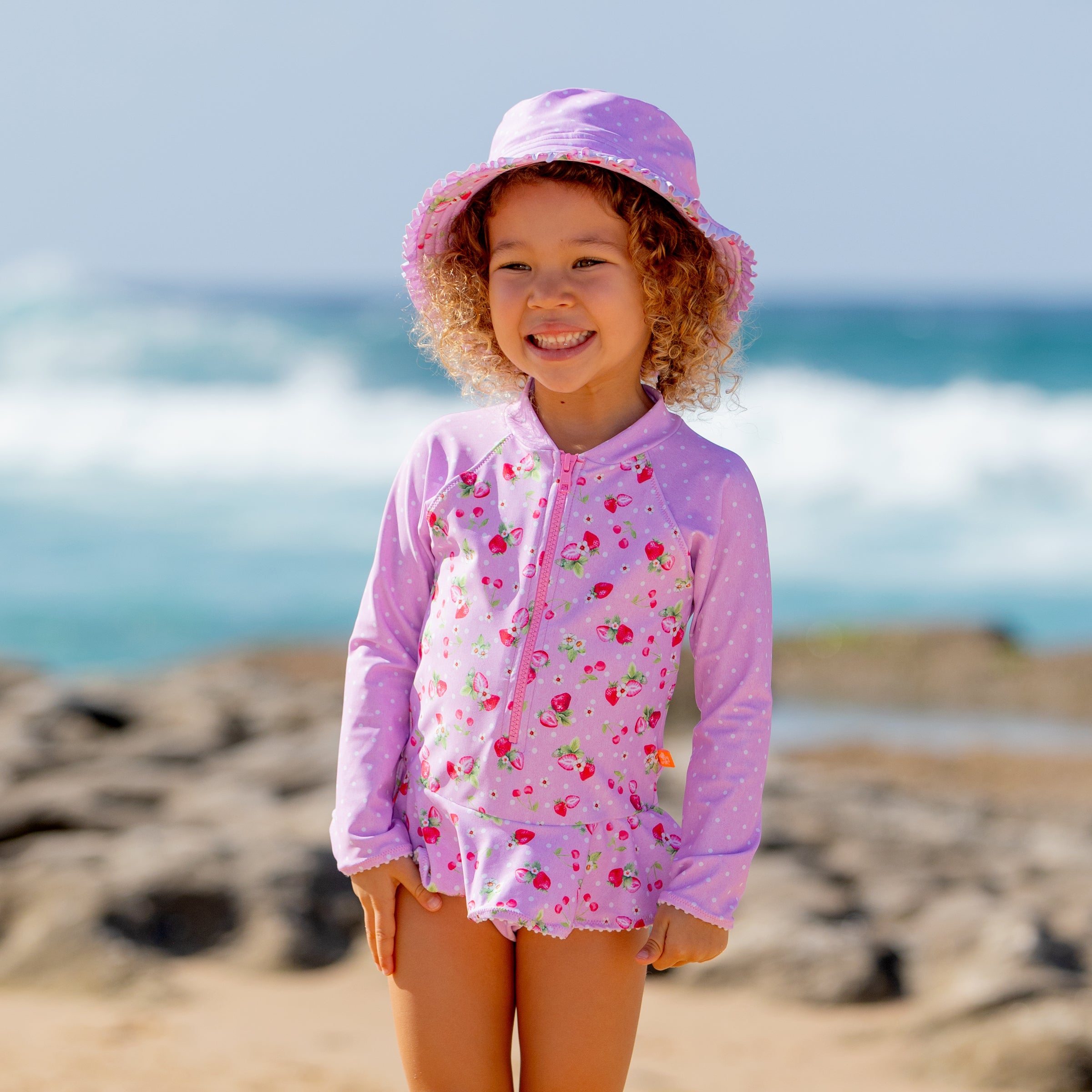 Baby girl swimsuit and on sale hat