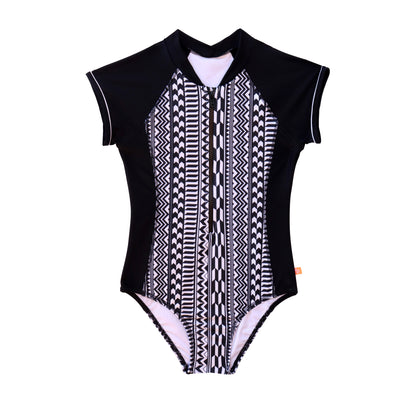 1468 Summer Blk Geo Short Sleeve Surfsuit - Salty Ink