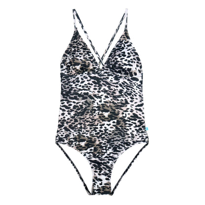  leopard pattern one piece swimsuit