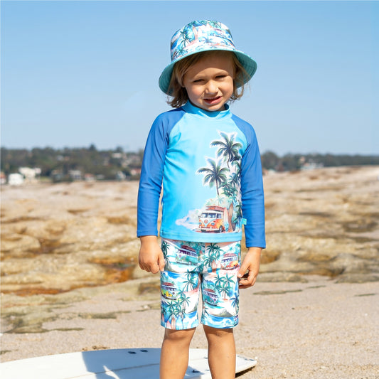 407 Coastal Camper Blue Long Sleeve Rashvest - Salty Ink